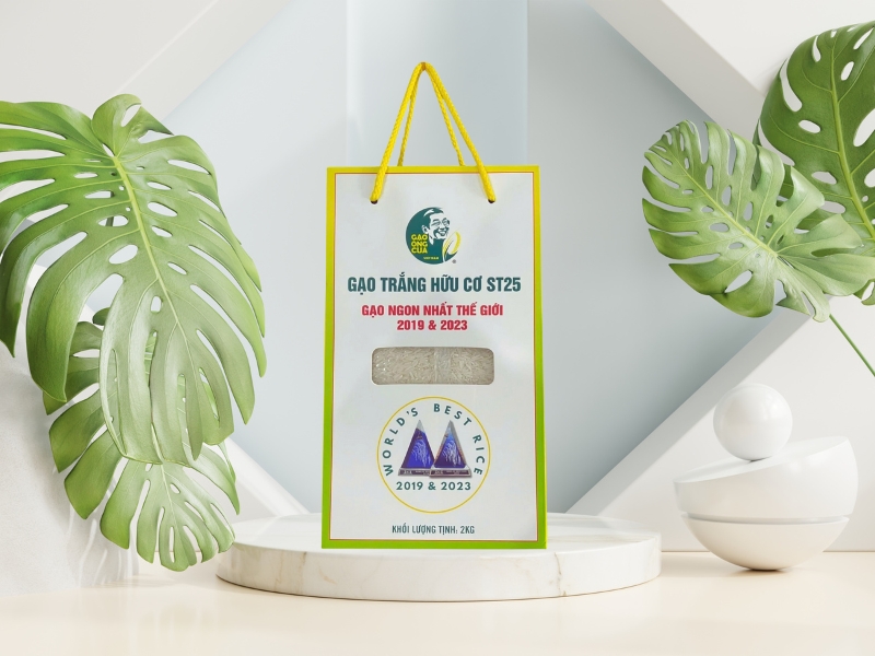 Gạo Ông Cua ST25 Organic (hộp 2kg)