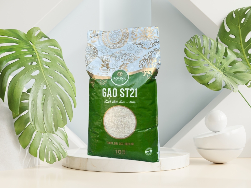 Gạo ST21 sinh thái lúa tôm túi 10kg